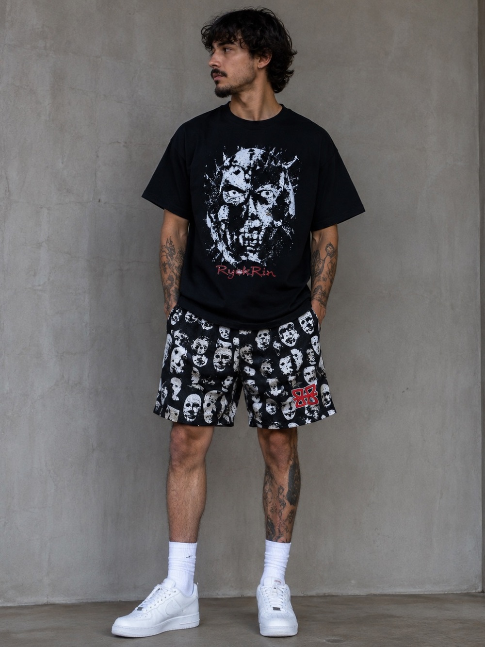 NWOT: Ryoko Rain Horror Film Mesh Shorts – Black/White | Size: L